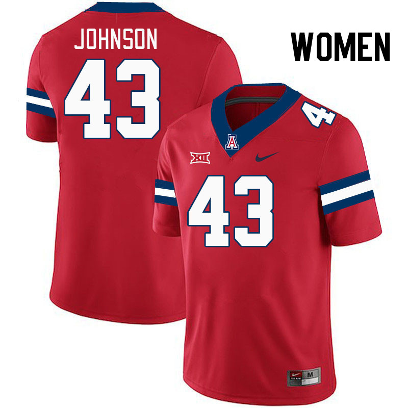 Women #43 Dalton Johnson Arizona Wildcats Big 12 Conference College Football Jerseys Stitched-Red